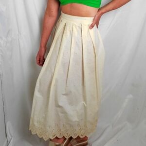 Vintage 1970s John Mayer ivory eyelet 70s maxi skirt